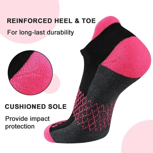 6 Pairs Womens Athletic Socks with Cushioned Sole & Moisture-Wicking Fabric - Picture 4 of 7